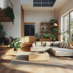The sustainable living concept with a minimalist home.