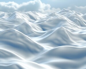 Fototapeta premium Abstract white landscape, undulating hills under a blue sky.
