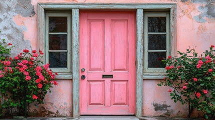 Charming Pink Doorway with Roses
