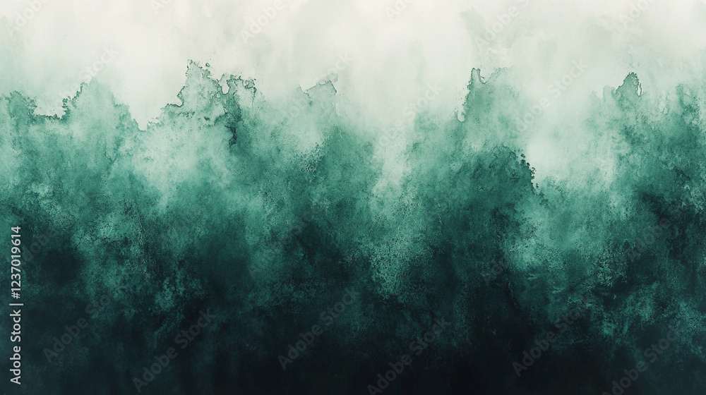 Poster abstract ocean waves with deep teal and green hues blending softly in a tranquil composition