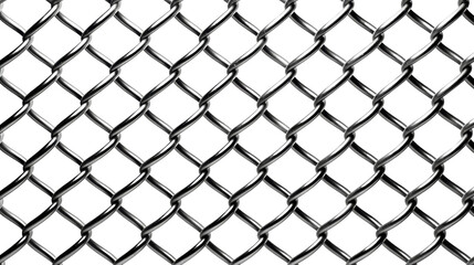 Fototapeta premium A close-up view of a chain link pattern featuring interlocked metal wires, reflecting light with a shiny surface. This design showcases durability and strength for various applications