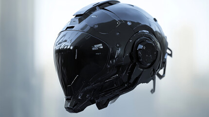 Fototapeta premium dark metal technology futuristic helmet robot design 3d rendering illustration