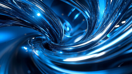 abstract modern futuristic technology background with metal spiral and blue lights 3d rendering illustration.