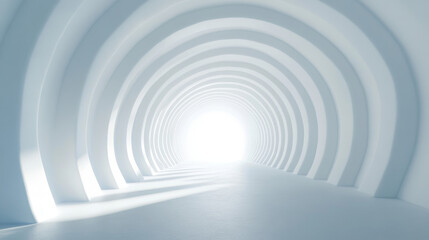 Obraz premium White Tunnel With Light Illumination 3d render illustration. 3D Illustration