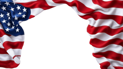 American Flag Background Patriotic Red, White, and Blue Fabric Design, isolated on transparent background.