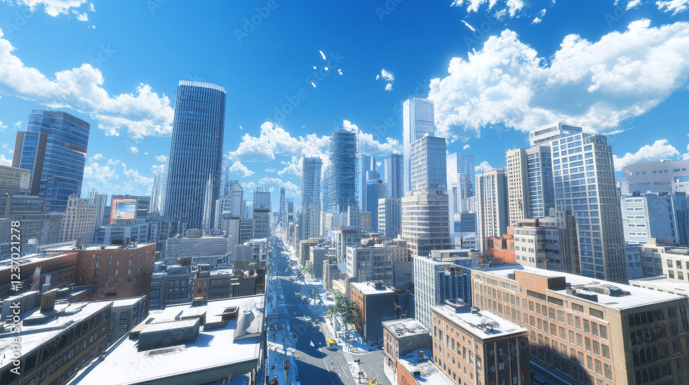 Poster abstract 3d model render illustration vr hdr style equirectangular panorama of place in a city with 