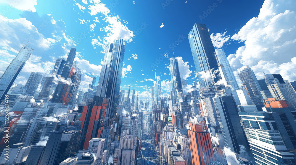 Poster abstract 3d model render illustration vr hdr style equirectangular panorama of place in a city with 