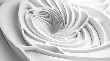 Monochrome white swirl 3d render illustration. 3D Illustration
