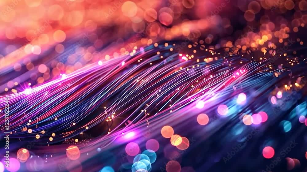 Aufkleber vibrant abstract background with colorful light trails and bokeh.