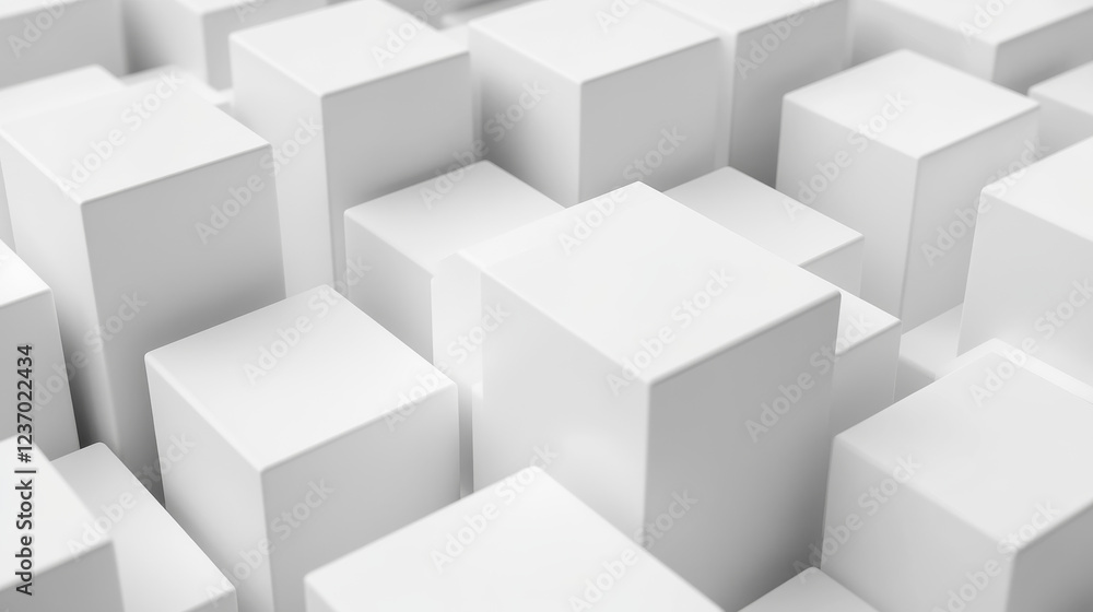 Poster abstract white cubes minimalistic pattern 3d render illustration