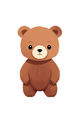 Adorable cartoon brown bear with round ears and soft fur png isolated