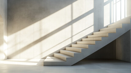 Fototapeta premium abstract stair case architecture detail 3d render illusteration with sun light and shadows