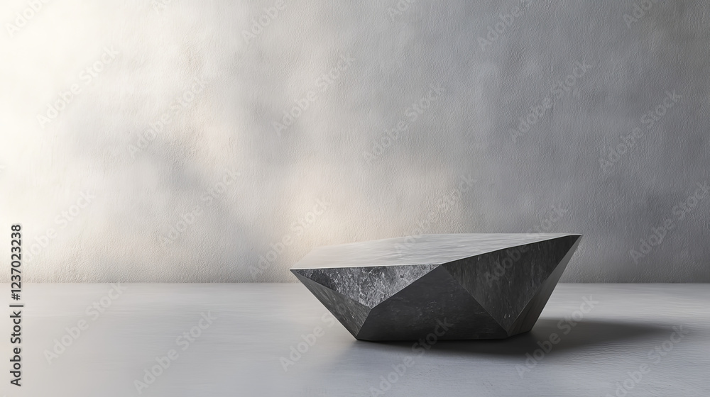 Wall mural futuristic minimalistic stone surface geometric object architecture 3d render illustration