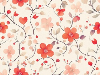 Romantic Floral Heart Seamless Pattern