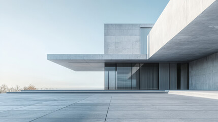 Abstract architecture detail with steel and concrete surface 3d render illustration modern minimalistic design