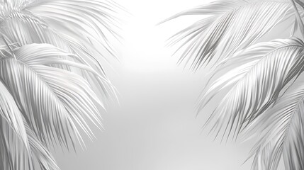 Obraz premium White Palm Fronds Elegant Minimalist Background