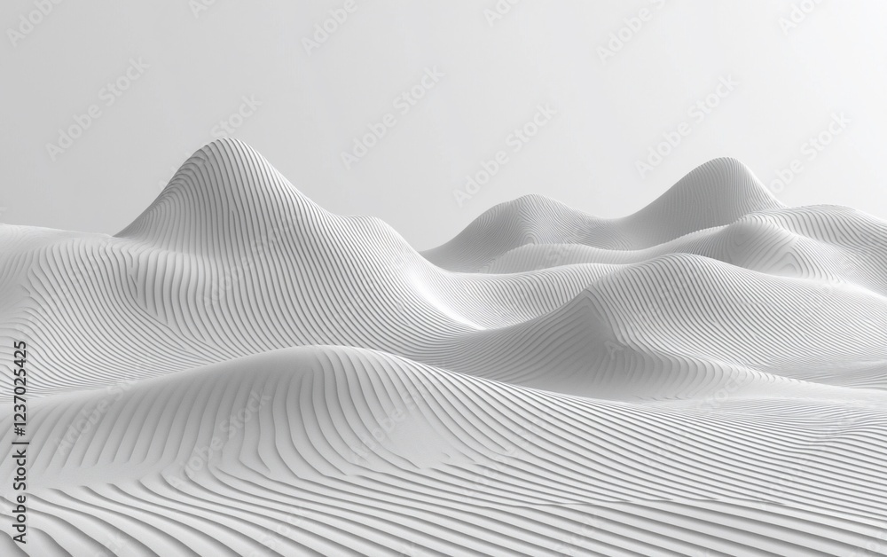 Aufkleber abstract white landscape with undulating lines and hills.