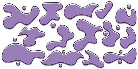 Collection of Brutalist, metaball, morphing abstract geometric shapes and elements. Modern, minimalist contemporary primitive geometric shapes and elements