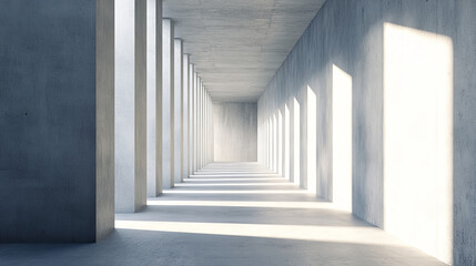 Obraz premium concrete architecture building tunnel hallway with bright sun lighting 3d render illustration