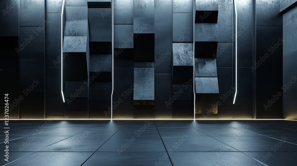 Poster abstract futuristic wall with empty copy space 3d render illustration