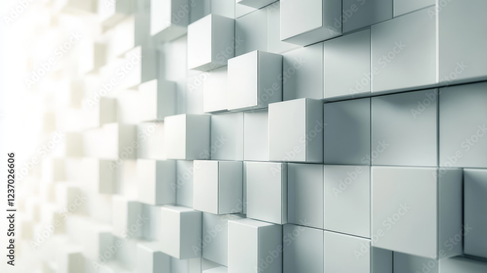 Aufkleber abstact white modern architecture background with white concrete cubes geometric shapes 3d render il