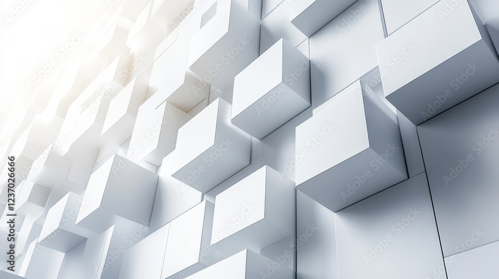 Poster abstact white modern architecture background with white concrete cubes geometric shapes 3d render il