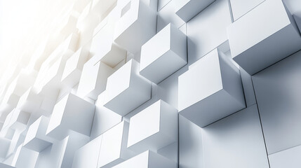 Obraz premium abstact white modern architecture background with white concrete cubes geometric shapes 3d render illustration