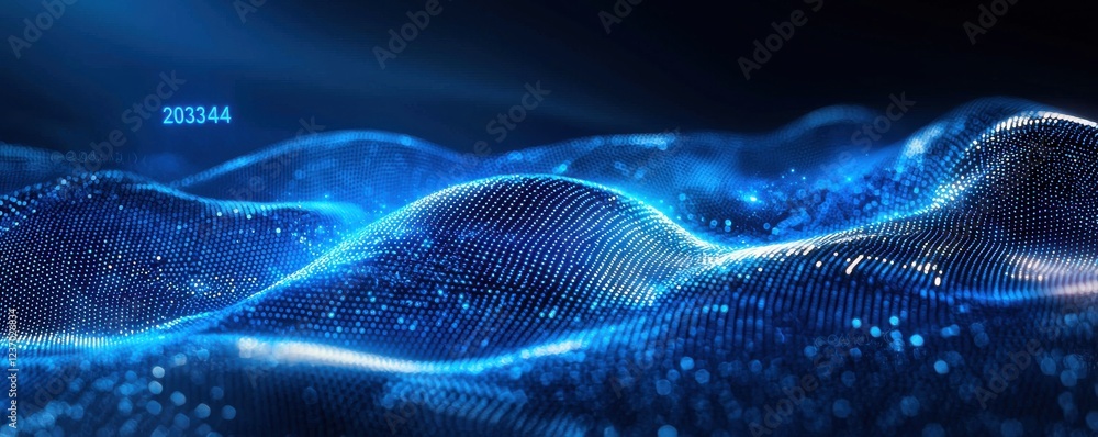 Poster futuristic digital wave with binary blue data visualization concept