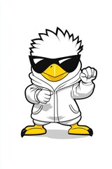Fototapeta premium Cool cartoon duck character sporting sunglasses and a hoodie, exuding a fun and trendy vibe.