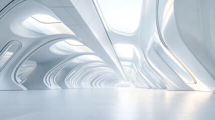 abstract empty futuristic white hall architecture roof background 3d render illustration