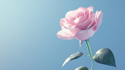 Fototapeta premium modern soft colour pink rose product stand on soft blue background 3d render illustration