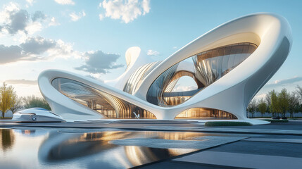 abstract futuristic building fantasy design 3d render illustration