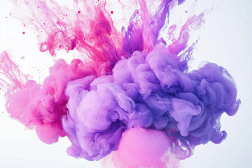 Explosion of purple ink clouds blending into a soft pastel background