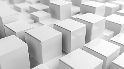 abstract white cubes 3d render illustration wallpaper background