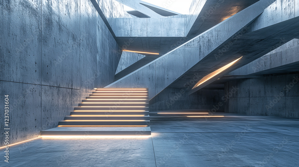 Poster abstract modern futuristic architecture and concrete urban basement hall background with day light a
