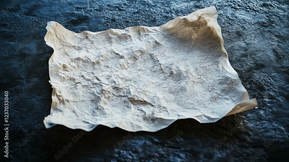 Aufkleber folded empty paper map mock up design on dark background 3d render illustration