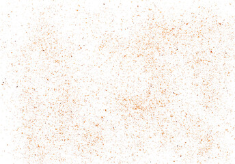 Milled nutmeg, powder flying isolated on white background and texture