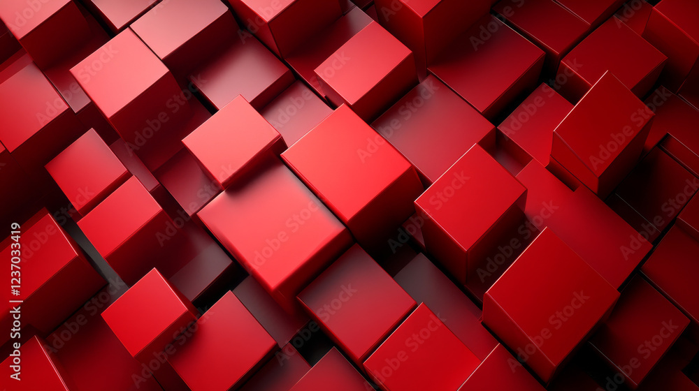 Poster abstract red geometric shape cube design 3d render illustration