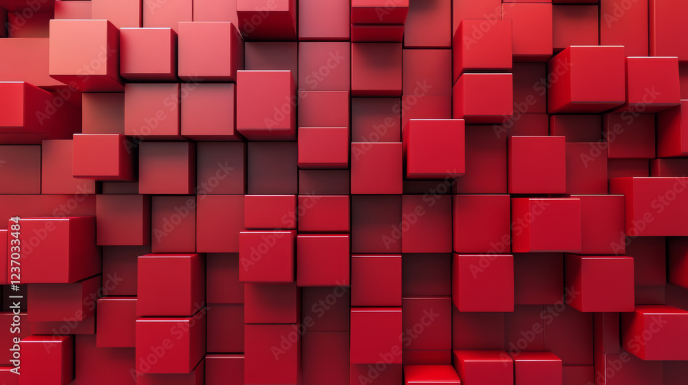 Poster abstract red geometric shape cube design 3d render illustration