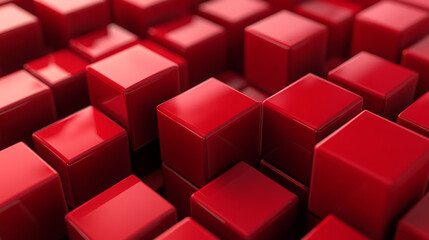 abstract red geometric shape cube design 3d render illustration
