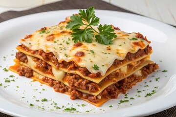 Freshly Baked Lasagna with Cheese Topping