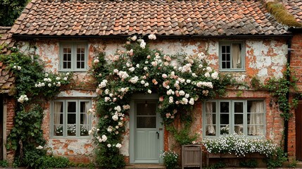Charming Cottage Adorned with Roses