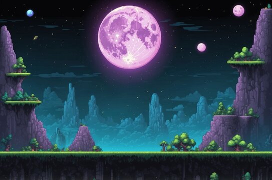 Colorful retro old vintage 2d pixel art game texture background illustration design, history and symbol theme concept.  
