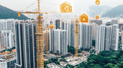 Obraz premium Urban Development Cryptocurrency Real Estate Investment