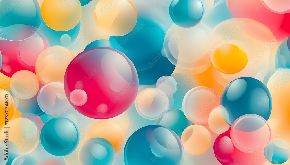 Poster abstract colorful spheres floating background design
