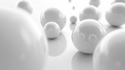 abstract white spheres balls on white background 3d render illustration