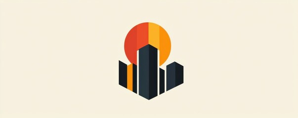 Abstract geometric design with vibrant orange and yellow triangular shapes