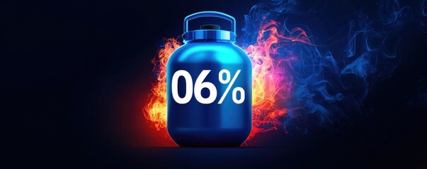 Illuminated circular design with the number 06 on a glowing blue background