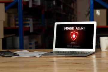 Cyber security software show alert of cyber attack for protection snugly. Danger from virus,...