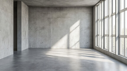 Fototapeta premium Empty Room With Concrete Walls and Floors 3d render illustration. 3D Illustration